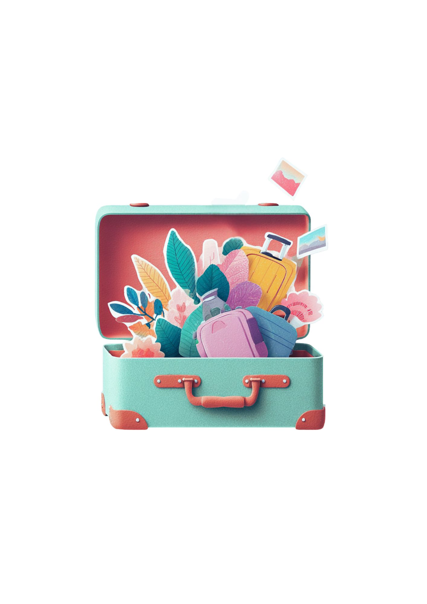 Family tree growing from vintage suitcase