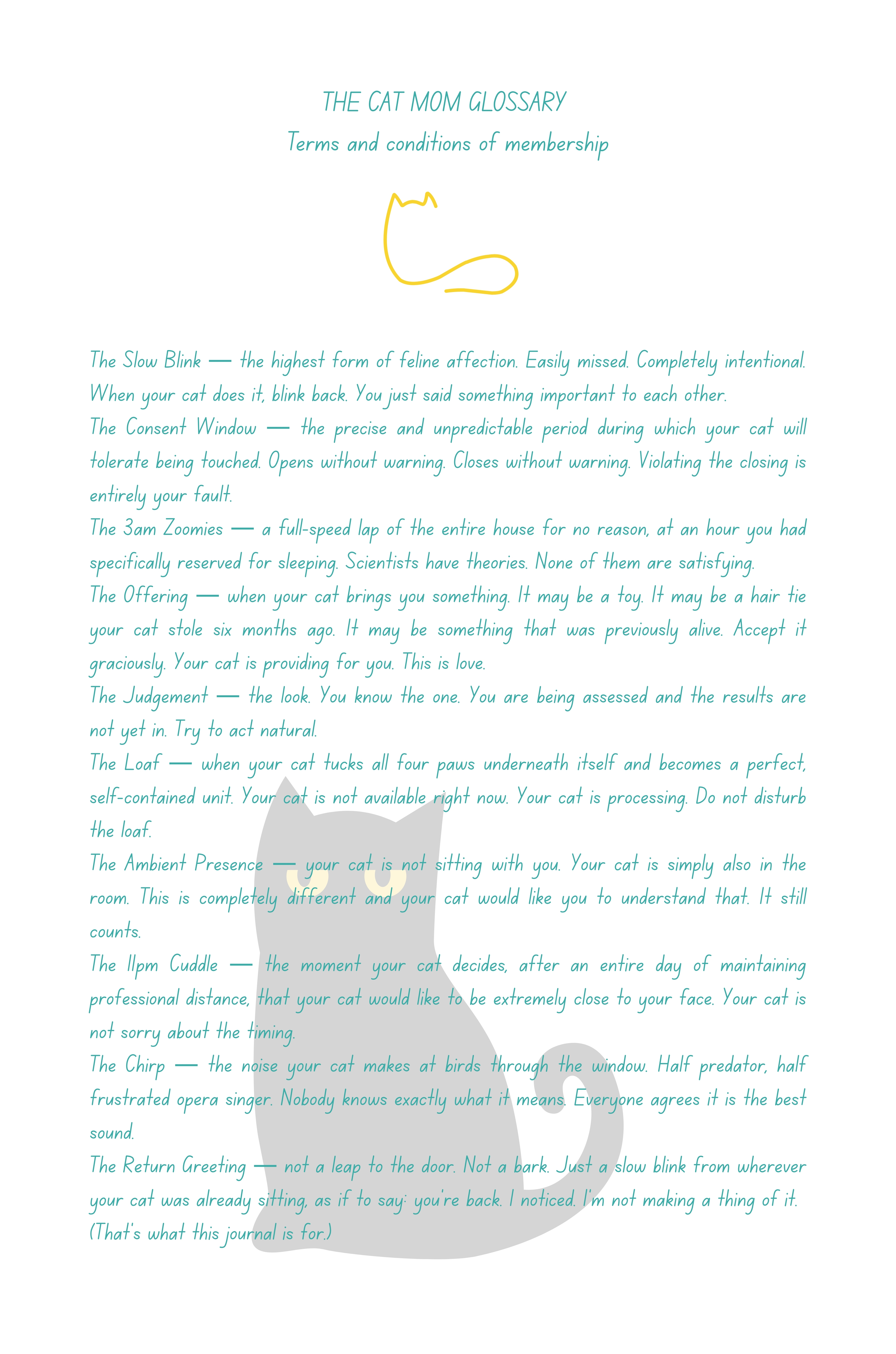 The Cat Mom Glossary — interior page from You, My Cat