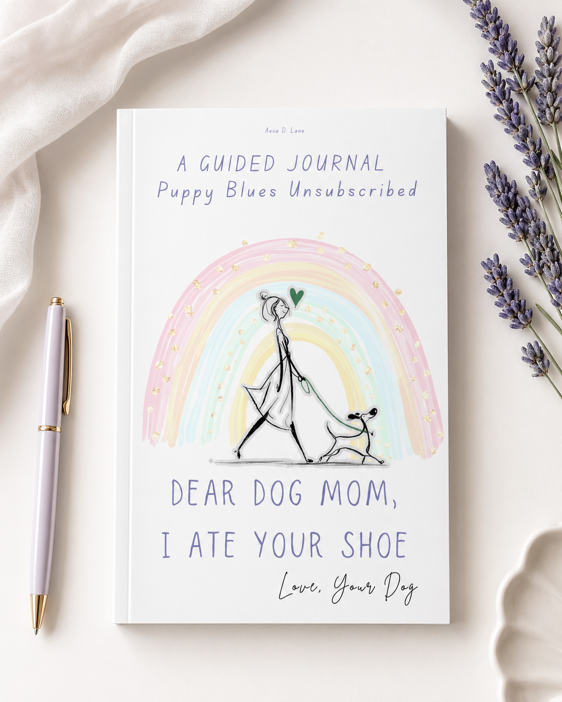 Dear Dog Mom, I Ate Your Shoe — journal lifestyle mockup with dog
