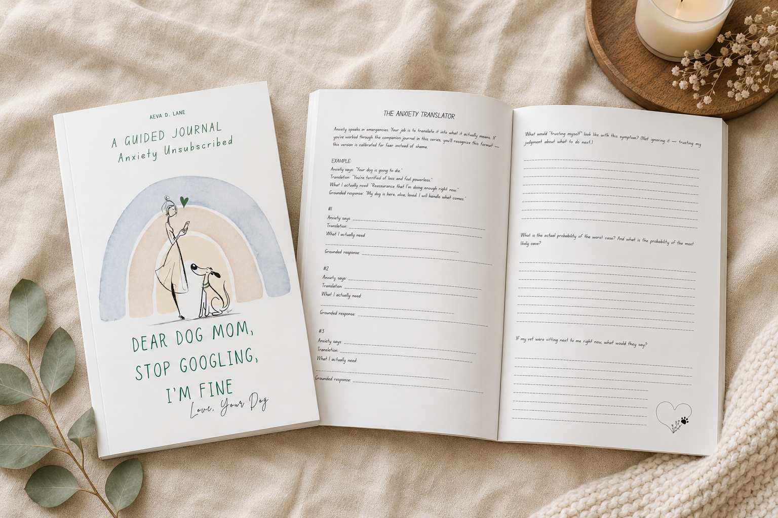 Dear Dog Mom Stop Googling open pages showing the Anxiety Translator